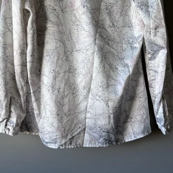 Chicos Shirt Womens Small White Floral Branch‎ Print Henley Long Sleeve Blouse 0 - Picture 7 of 12